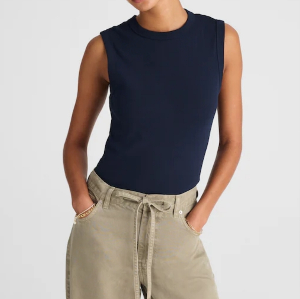 NWT Madewell 90s Crew Neck Tank in Compact Cotton XXS